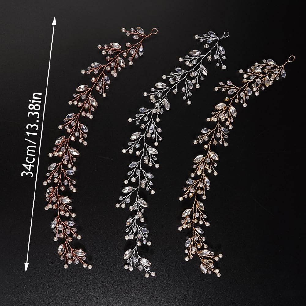 Jumwrit Jumwrit Crystal Wedding Headband Shiny Rhinestone Hair Pieces Pearl Bridal Headpiece for Women and Girls Handmade Bridal Hair Accessories for Brides Bridesmaids (Silver)