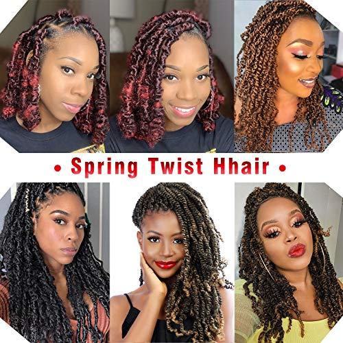 Beyond Beauty 14 Inch Spring Twist Crochet Braids Hair for Butterfly Locs Bomb Twist Crochet Hair Beyond Beauty Ombre Colors Synthetic Fluffy Hair Extension 3 Packs 30 Strands 190g/Pack(14 Inch, Dark&Light Wine)