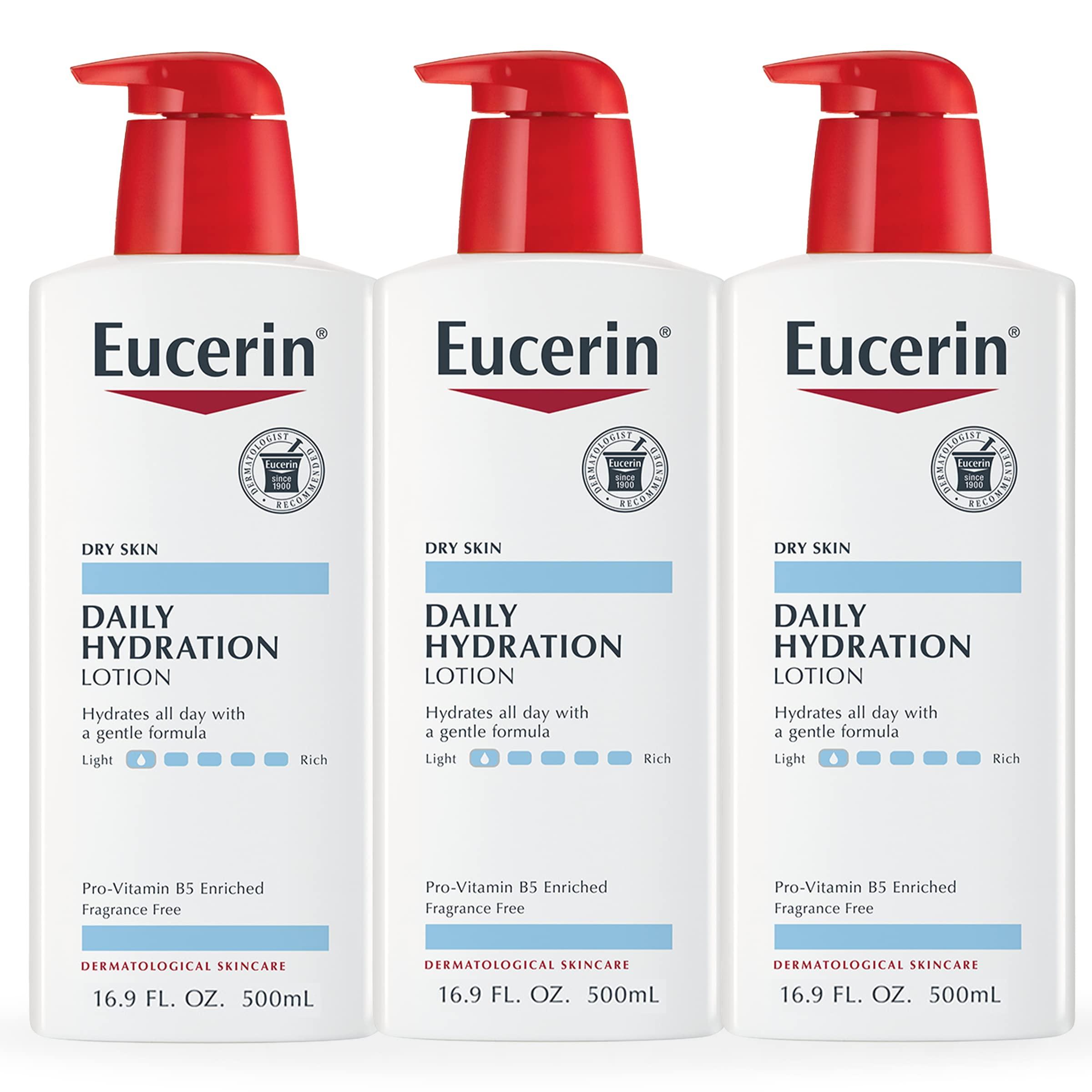 Eucerin Eucerin Daily Hydration Body Lotion, Unscented Body Lotion for Sensitive Dry Skin, 16.9 Fl Oz Pump Bottles, 3 Pack