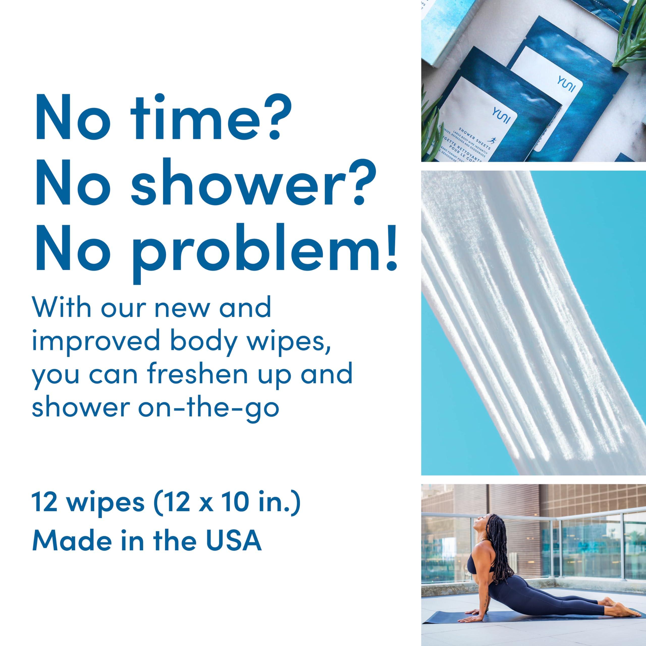 YUNI Beauty YUNI Beauty Large Body Wipes, Peppermint Citrus, 12 Count, Compostable, Biodegradable, No Rinse Body Cleanser, On-the-Go Shower Alternative