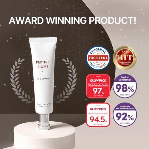 SWANICOCO SWANICOCO Ultra Peptine Biome Eye Cream 30 Low Molecular Peptide and 18 Microbiomes, Sensitive Skin Anti Aging Eye Cream for Wrinkles & Crows Feet Korean Skincare 30ml 1 Fl Oz