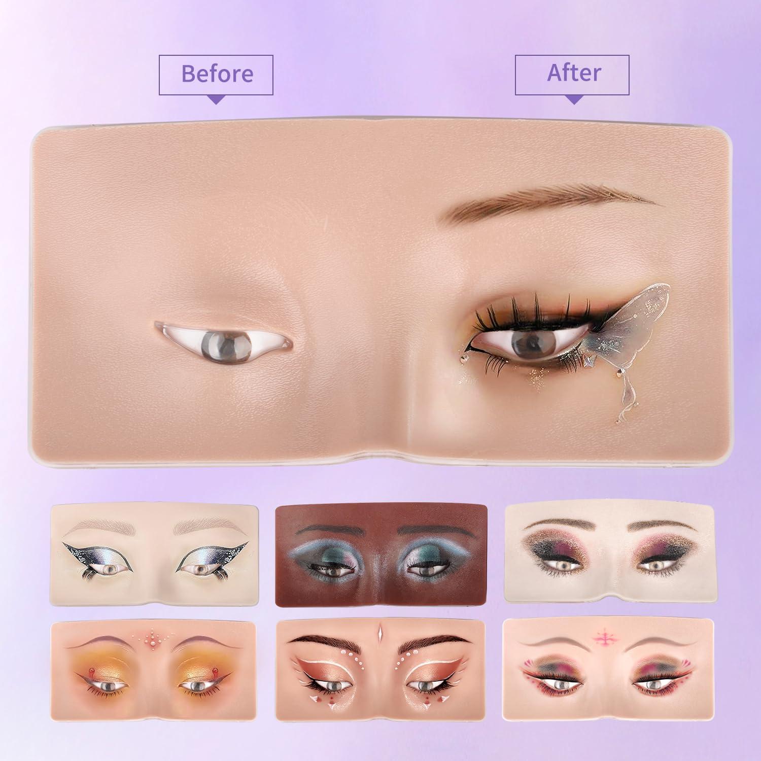 Vnmcry Vnmcry Makeup Practice Face Mannequin Reusable Practice Eye Board 3D Silicone Eyes Pad for Makeup Beginners Students and Artists (Skin)