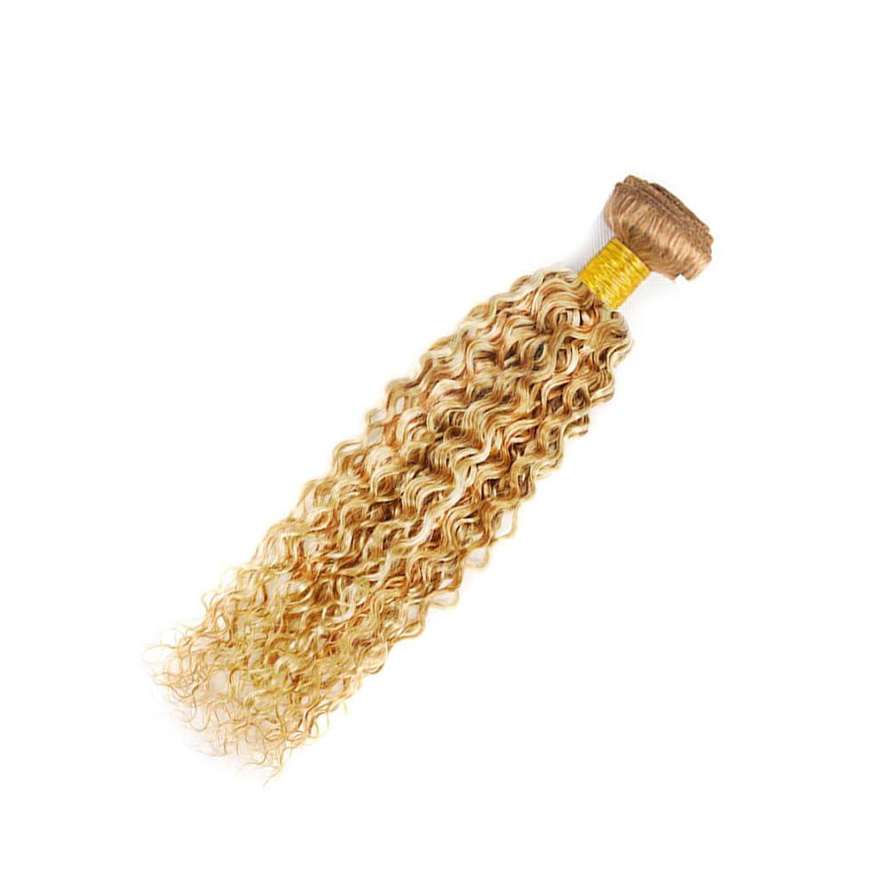 LadrXadr Blonde Human Hair Bundles 613 Kinky Curly Bundles P27/613 Human Hair Bundles 10 inch Blonde Wet and Wavy Bundle Two Tone Honey Blonde Mixed With Blonde Bundle Human Hair Weave