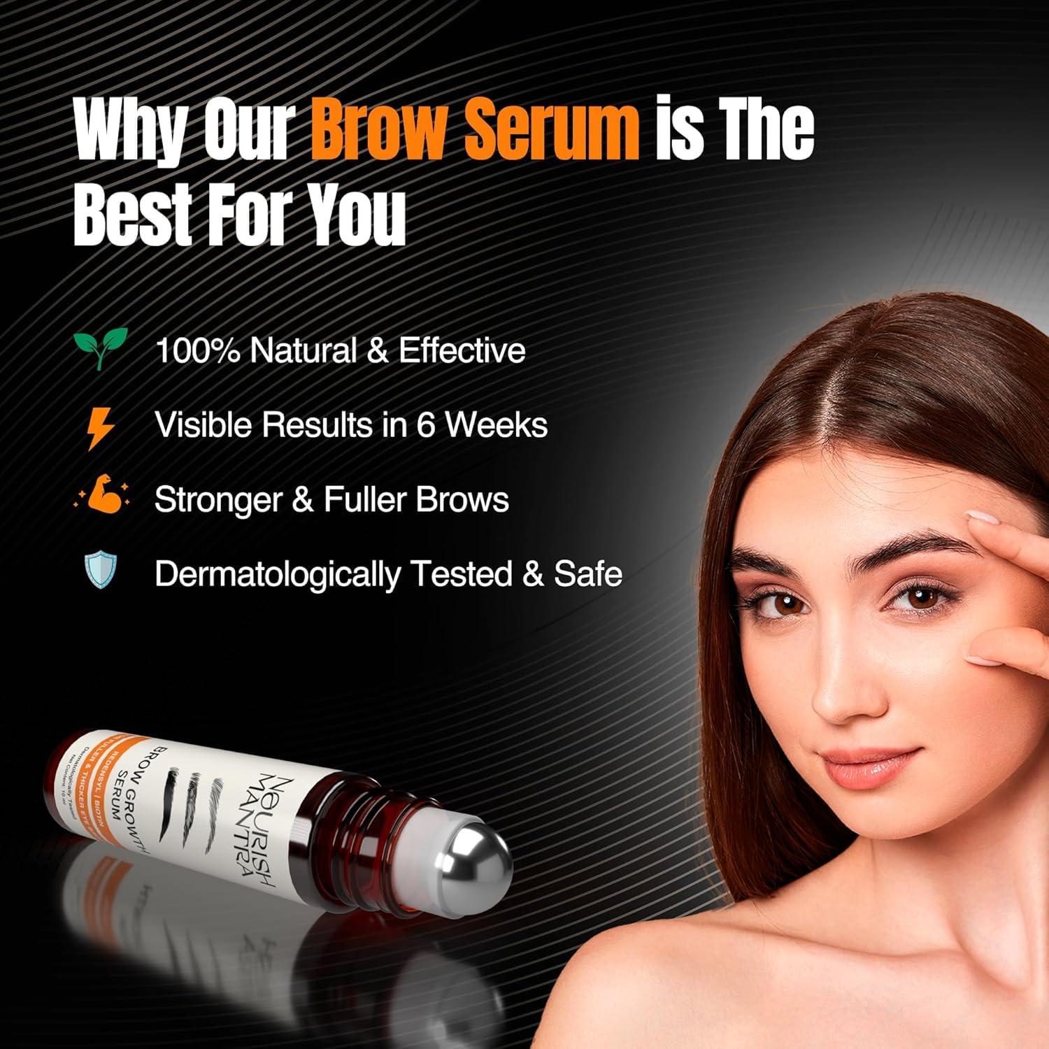 NOURISH MANTRA Nourish Mantra Eyebrow Growth Serum | Formulated with Redensyl, Biotin, Peptides & Amino Acids | Natural Eyebrow Serum and Enhancer for Thicker Brows | Brow Enhancing Serum 10 ml