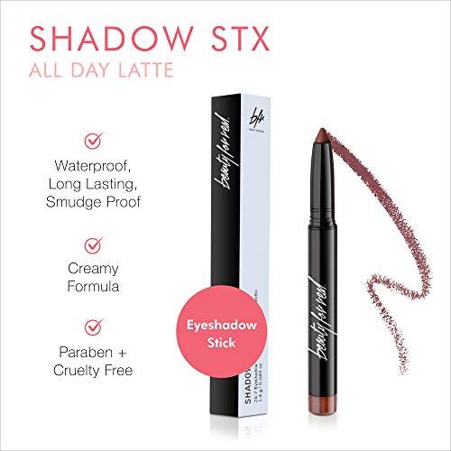 Beauty For Real Beauty For Real Shadow Stx, All Day Latte - Rich Deep Plum - Waterproof, Cream-to-Powder Eyeshadow Stick - Built-in Sharpener - 0.05 oz