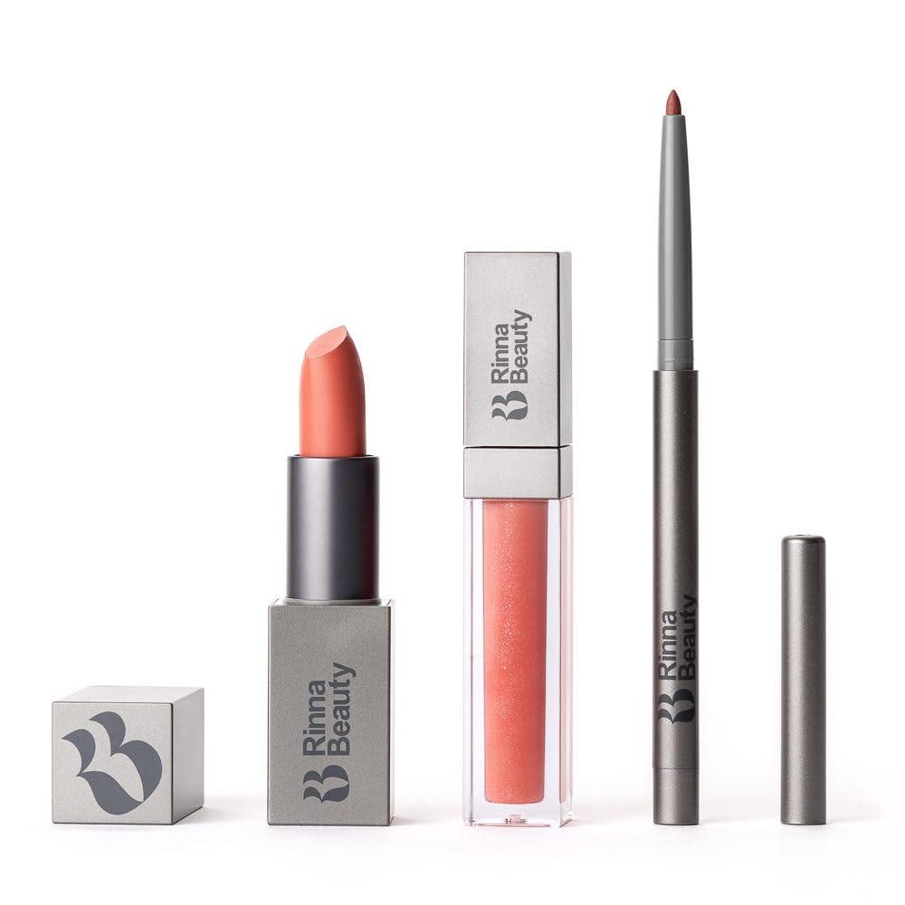 RB RINNA BEAUTY Rinna Beauty Lip Kit - Call Me Coral - All-in-One Lip Kit Includes Lipstick, Lip Gloss, and Lip Liner - Vegan, Long-Lasting, Anti-Aging & Moisturizing, Cruelty-Free - 1 each
