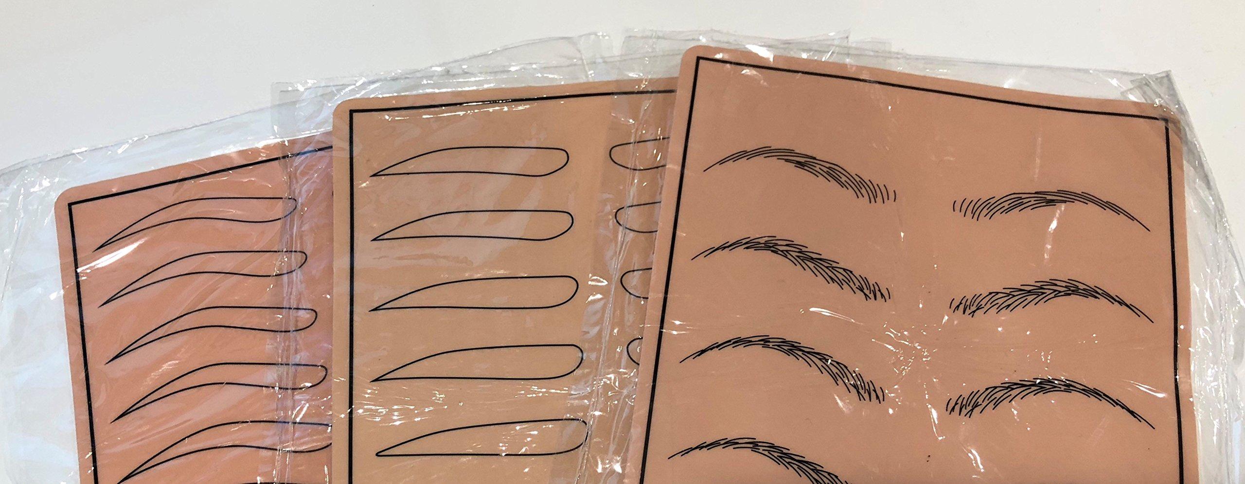 Alluring Alluring Microblading 3 Piece Practice Fake Skin Sheet For Eyebrow Tattoos. Permanent Makeup Silicone Skin To Practice Brow Micro-Blading & Needling - 3 different brow styles/shapes