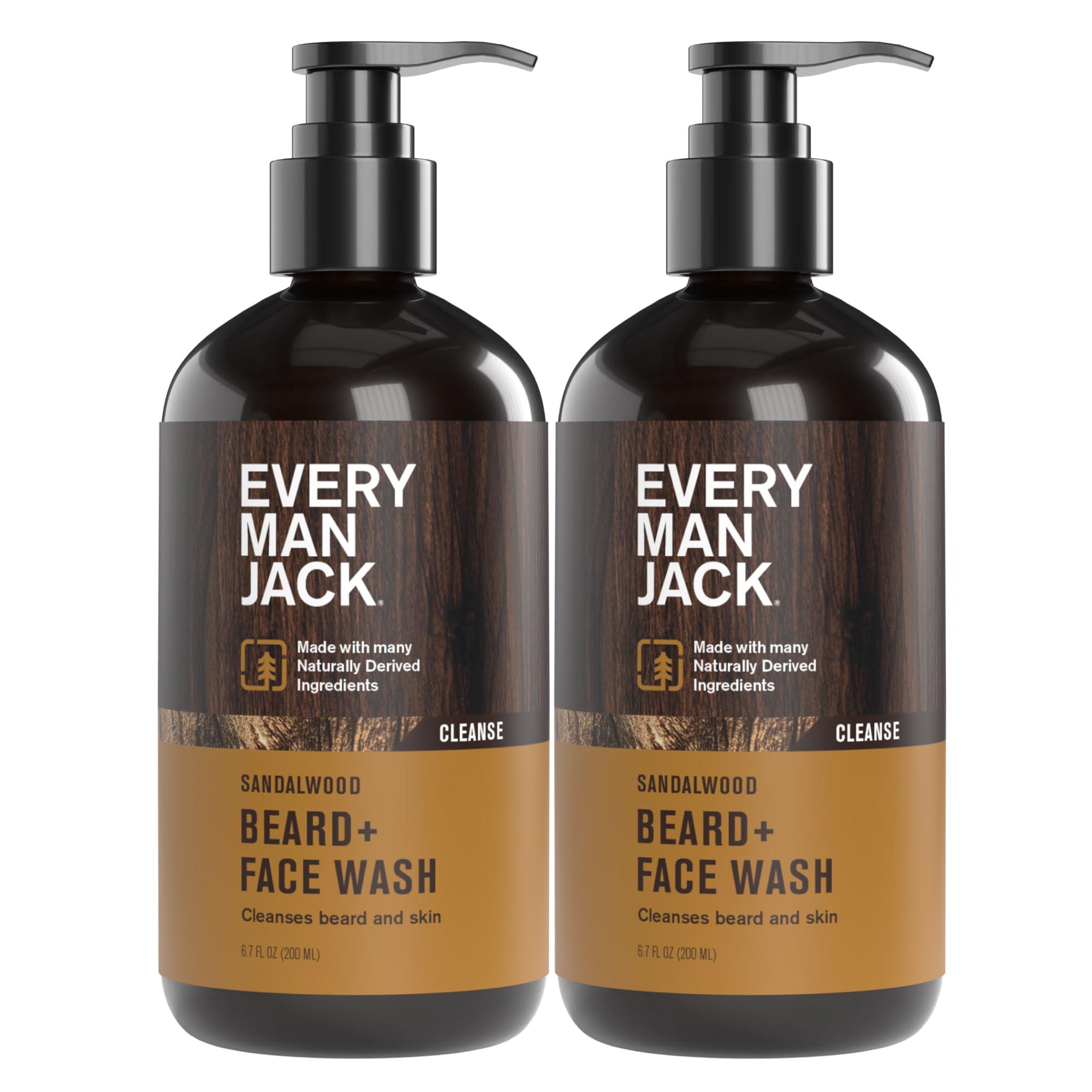 Every Man Jack Every Man Jack Sandalwood Beard + Face Wash - Made w/Naturally Derived Ingredients like Aloe Vera & Coconut - 6.7oz (2 Pack)