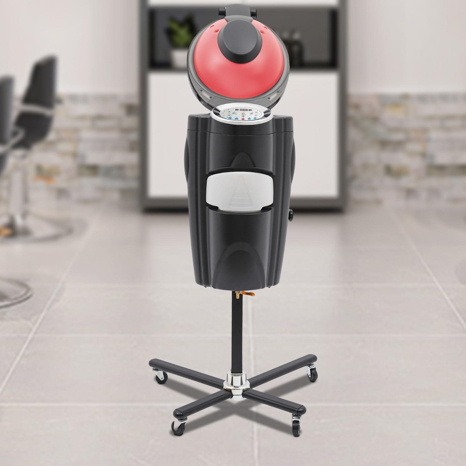 Hilberiazel Salon Hair Steamer, Height-Adjustable Standing Hair Steamer, Professional Hair Steamer, Hair Care Salon, 4 Wheels, for Salon Home Spa, Black