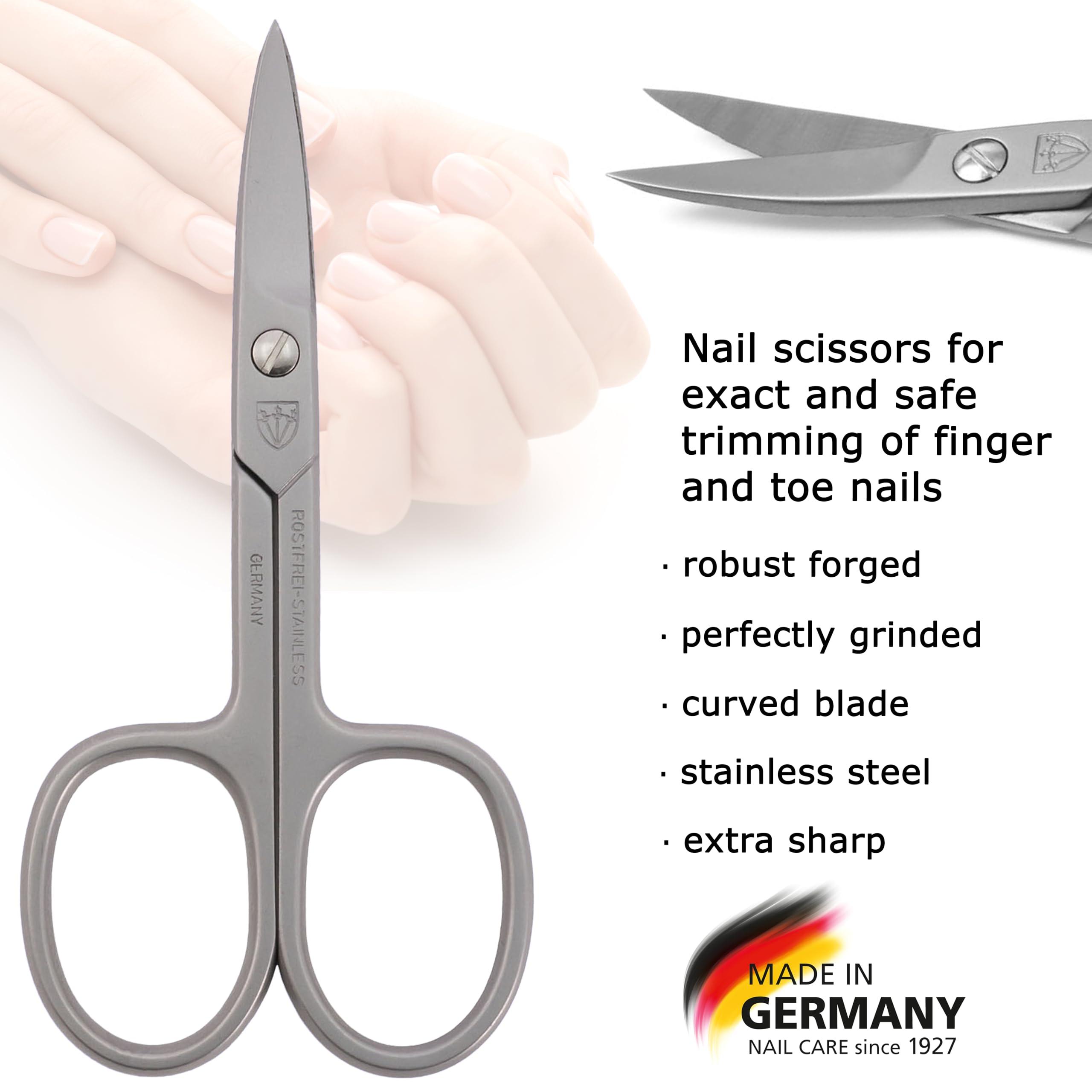 3 Swords Germany 3 Swords Germany - brand quality STAINLESS STEEL INOX CURVED NAIL SCISSORS (1 PIECE) with case for manicure pedicure - nail care by 3 Swords - Made in Germany