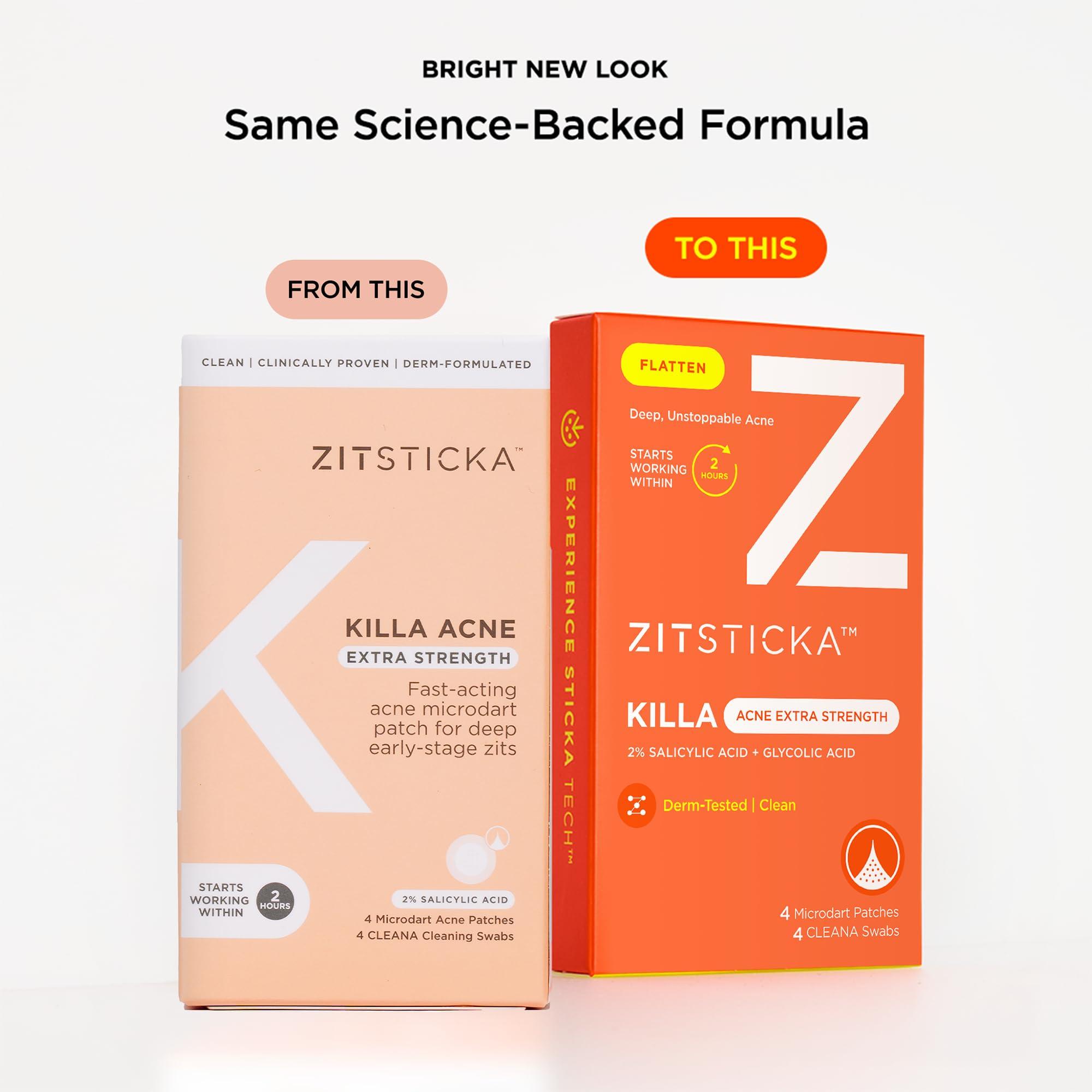 ZitSticka ZitSticka Extra Strength Killa Acne Patches for Face - World\'s Most Potent Pimple Patch with Fast-Acting Microdarts - Starts Working within 2 Hours for Deep, Early-Stage Zits & Blemish - 4 Count