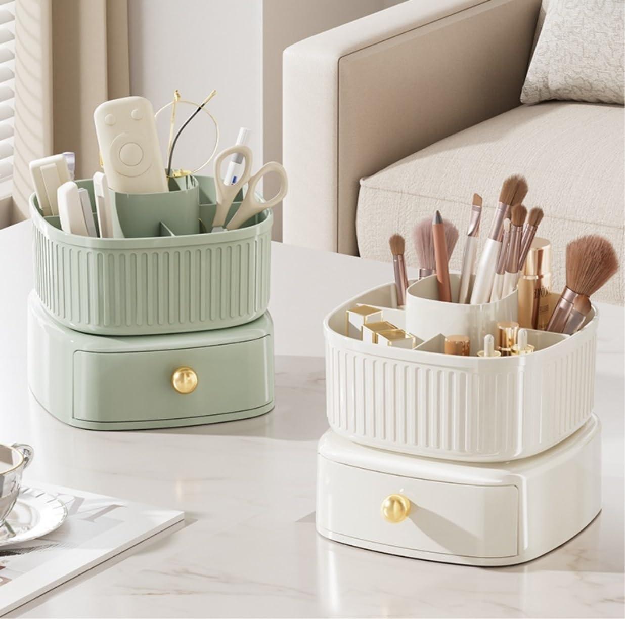 TOWINE TOWINE Makeup Organizer Home Desktop Light Luxury Storage Box Living Room Bedroom Large Capacity Storage Bucket Plastic Advanced Multi-functional Cosmetics Storage Box Makeup Brushes Lipstick