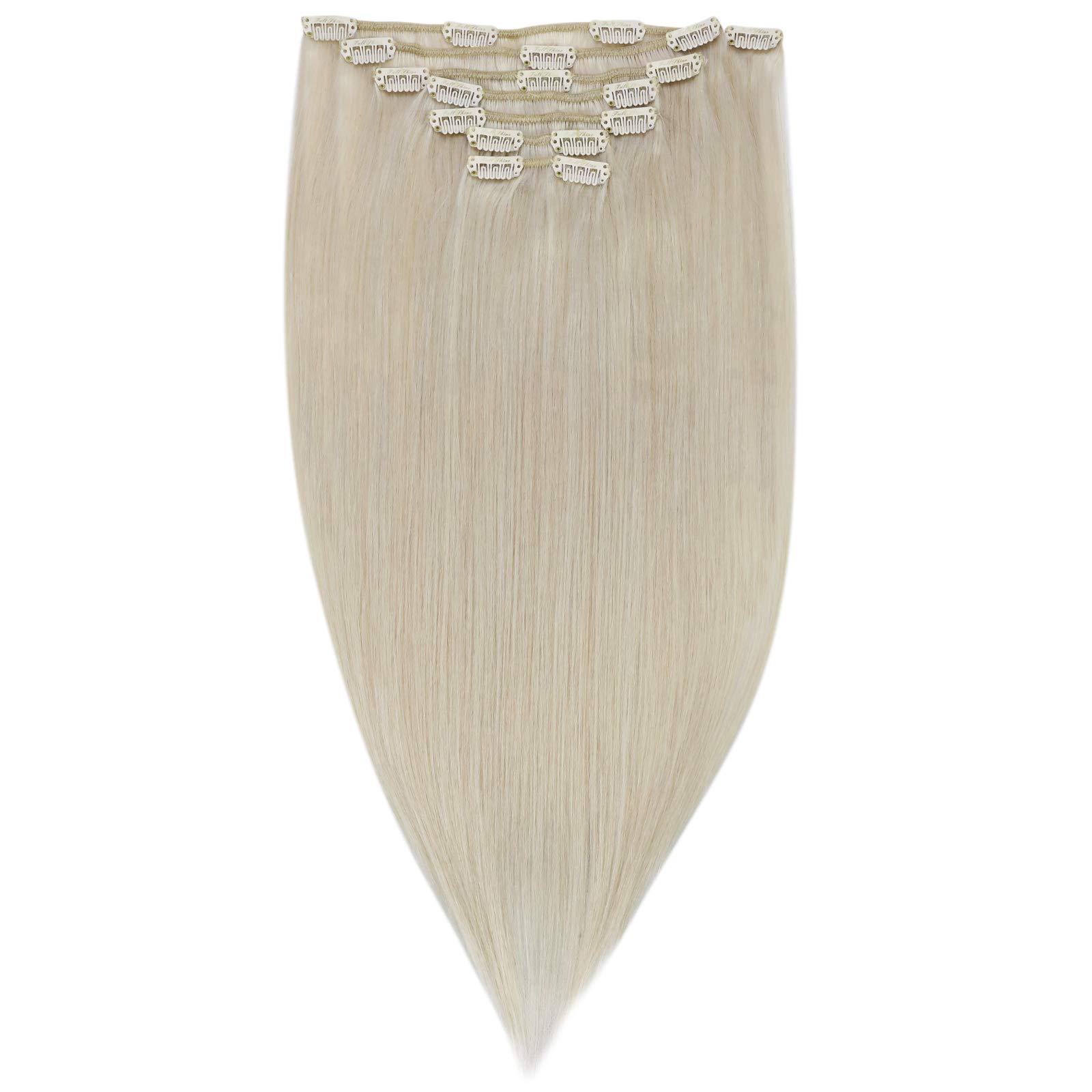Full Shine Full Shine White Blonde Hair Extensions Clip in Human Hair 10 inch #1000 White Blonde Clip in Hair Extensions Real Human Hair Straight Remy Hair Extensions Full Head 7pcs/100g