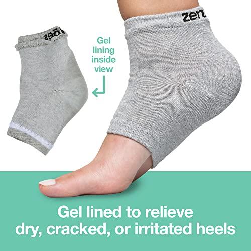 ZenToes ZenToes Moisturizing Heel Socks 2 Pairs Gel Lined Toeless Spa Socks to Heal and Treat Dry, Cracked Heels While You Sleep (Men's Large, Gray)