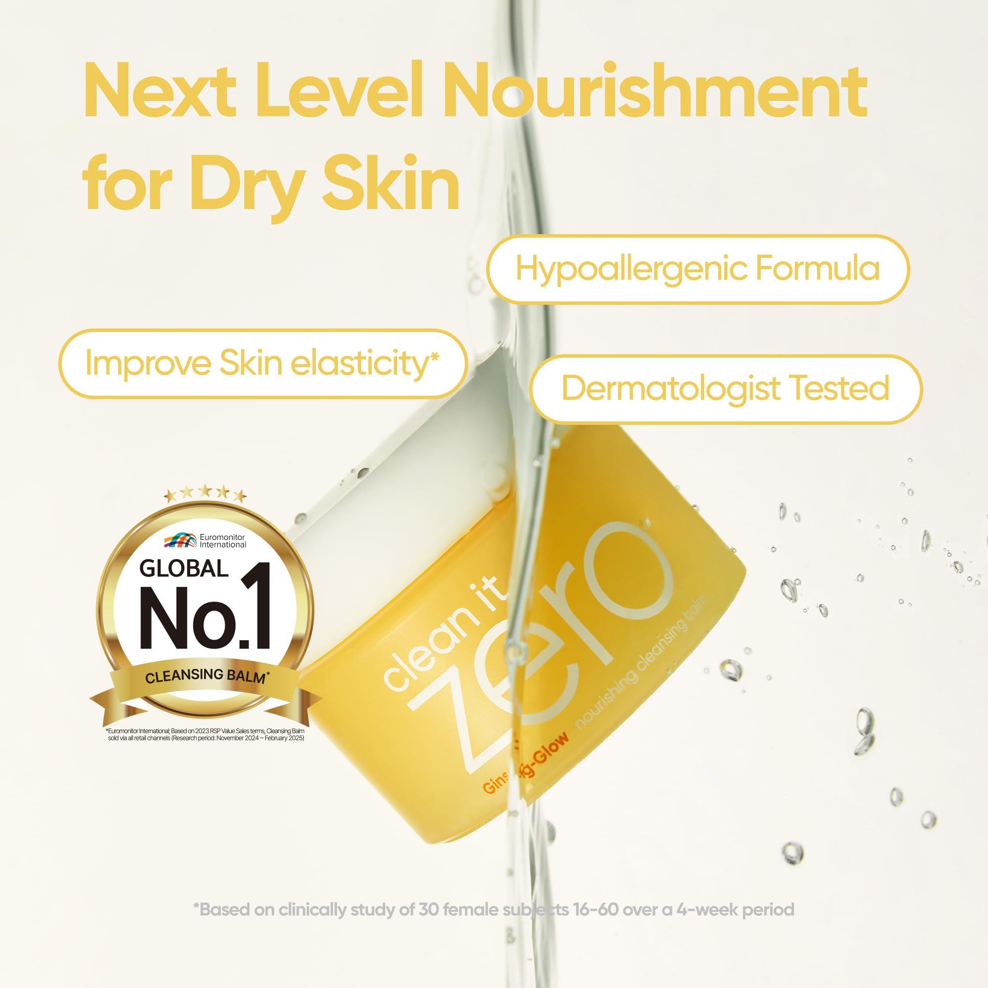 BANILA CO BANILA CO Clean it Zero Nourishing Cleansing Balm | Korean Makeup Remover for Dry Skin | Vegan | Cleansing Oil, Facial Cleanser Made with Ginseng Root & Soybean Peptide (100ml / 3.38 fl. oz)