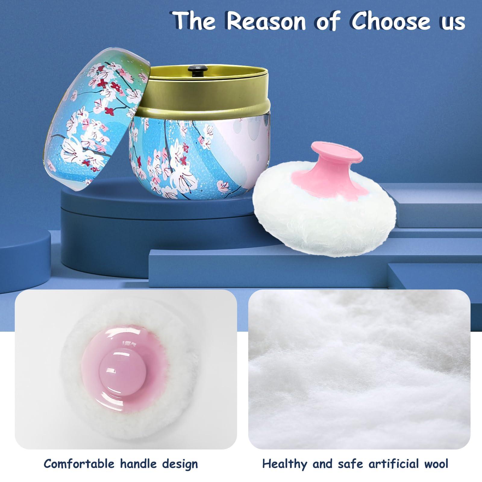 Qopoto Qopoto Body Powder Puff and Container for Dusting Powder, Baby Women Powder Puff and Powder Case for Bath and Travel (Plum Blossom)