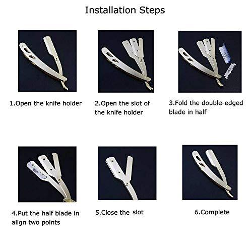 Sicastar Stainless Steel Straight Edge Barber Shaving Razor Sicastar® Folding Straight Razor Single Edge Replaceable Blades fit for All of Double Edge Razor Blades (Rose Gold)