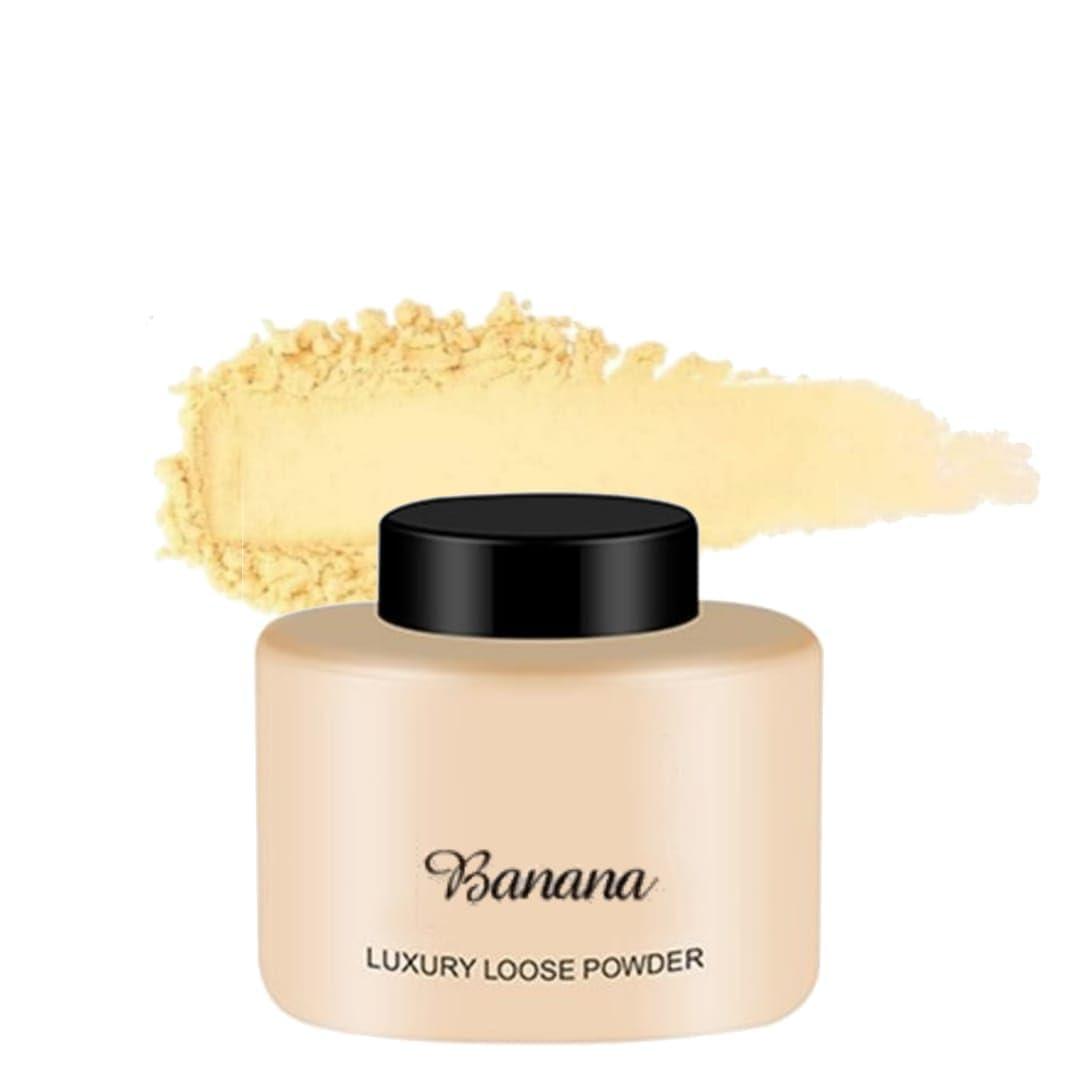 BF Generic BF Long Lasting Banana Makeup Setting Loose Face & Body Powder Compact With Brush High Coverage For Glowing For Girls & Women Natural Finish Pack Of 2, Beige