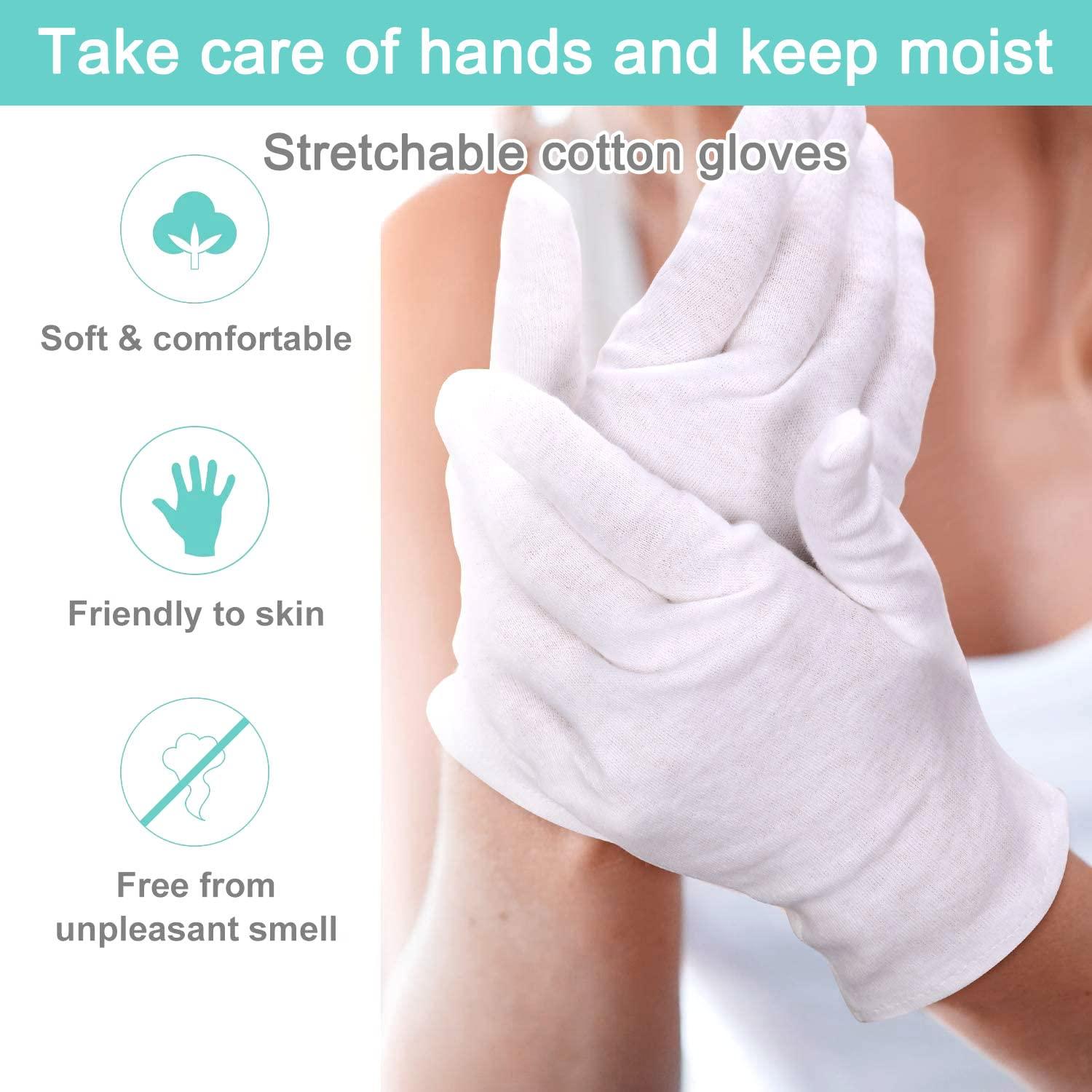 HJDHS Cotton Gloves Kids 24pcs Soft White Gloves Moisturizing Eczema Gloves for Dry Hands SPA Inspection (Small)