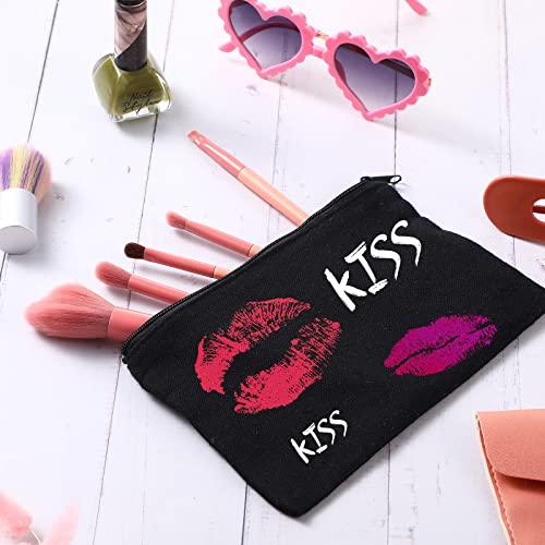 Reginary 80 Pack Canvas Zipper Makeup Bags Bulk Pencil Pouches Blank DIY Craft Canvas Cosmetic Bag Pouch with Zipper for Makeup Cosmetic Toiletry Stationary Storage (Black)