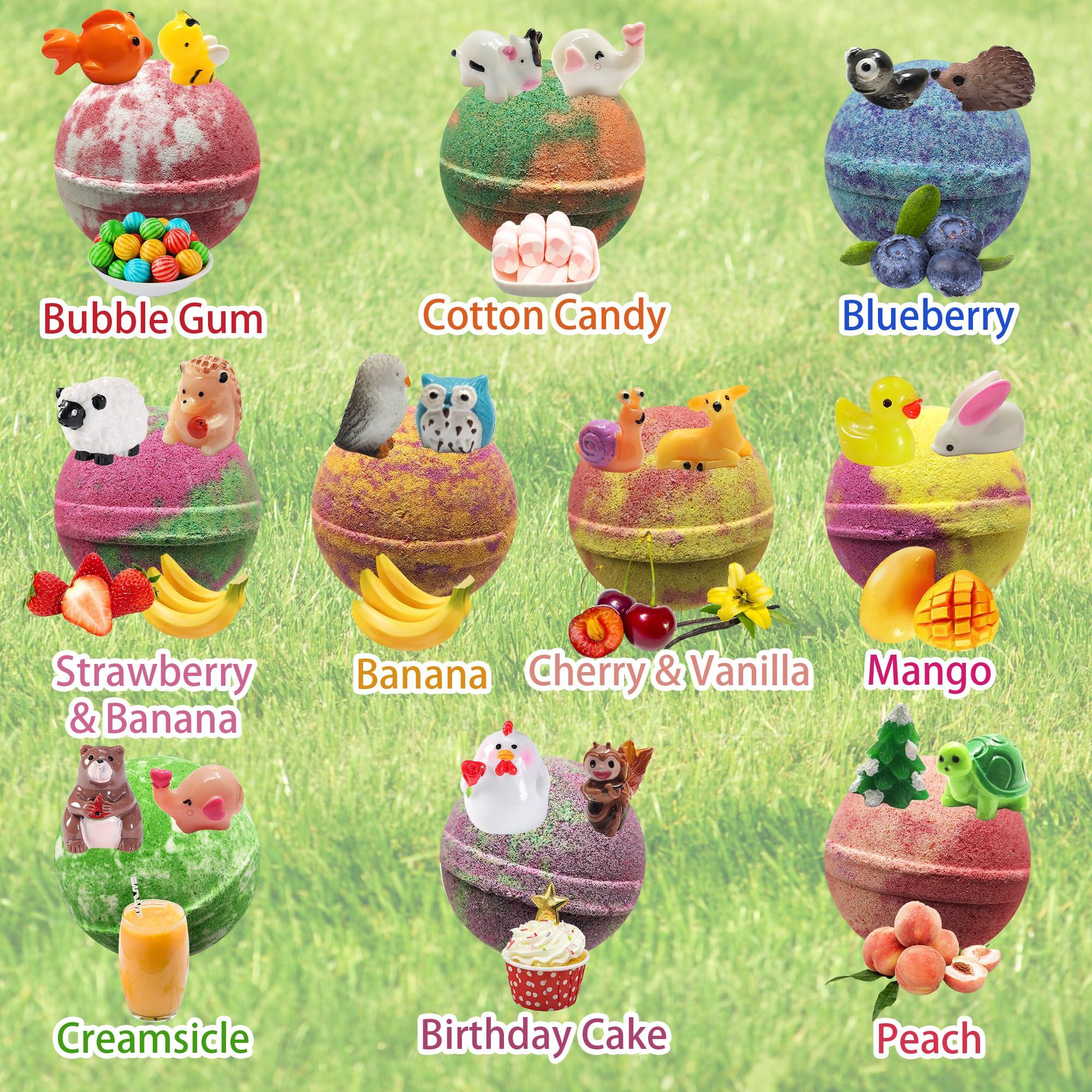 Joanne Arden Organics Kids Bath Bombs Gift Set. 20 Natural Bath Bombs with Toys Inside & Farm Playmat. Animal Bath Bombs for Boys and Girls with Prize Inside