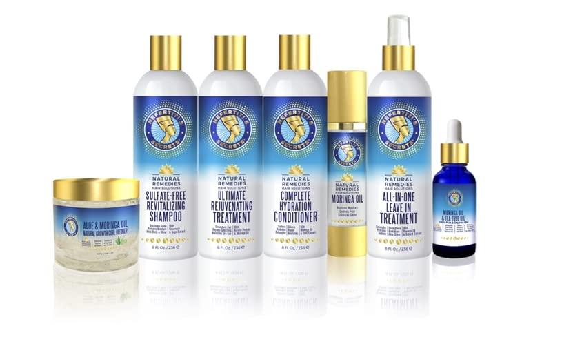 Nefertiti's Secrets Nefertiti’s Secrets Natural Remedies Collection | 100% Pure Oils | Hydration Combination Set | Hair Shampoo, Conditioner and Hair Treatments | Gift Set of 7 products
