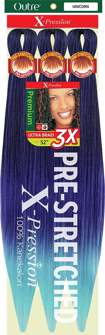 Outre [3 PACK DEAL] Outre X-Pression Braid-Pre Stretched Braid 52\" 3X 3 Packs (UNICORN)