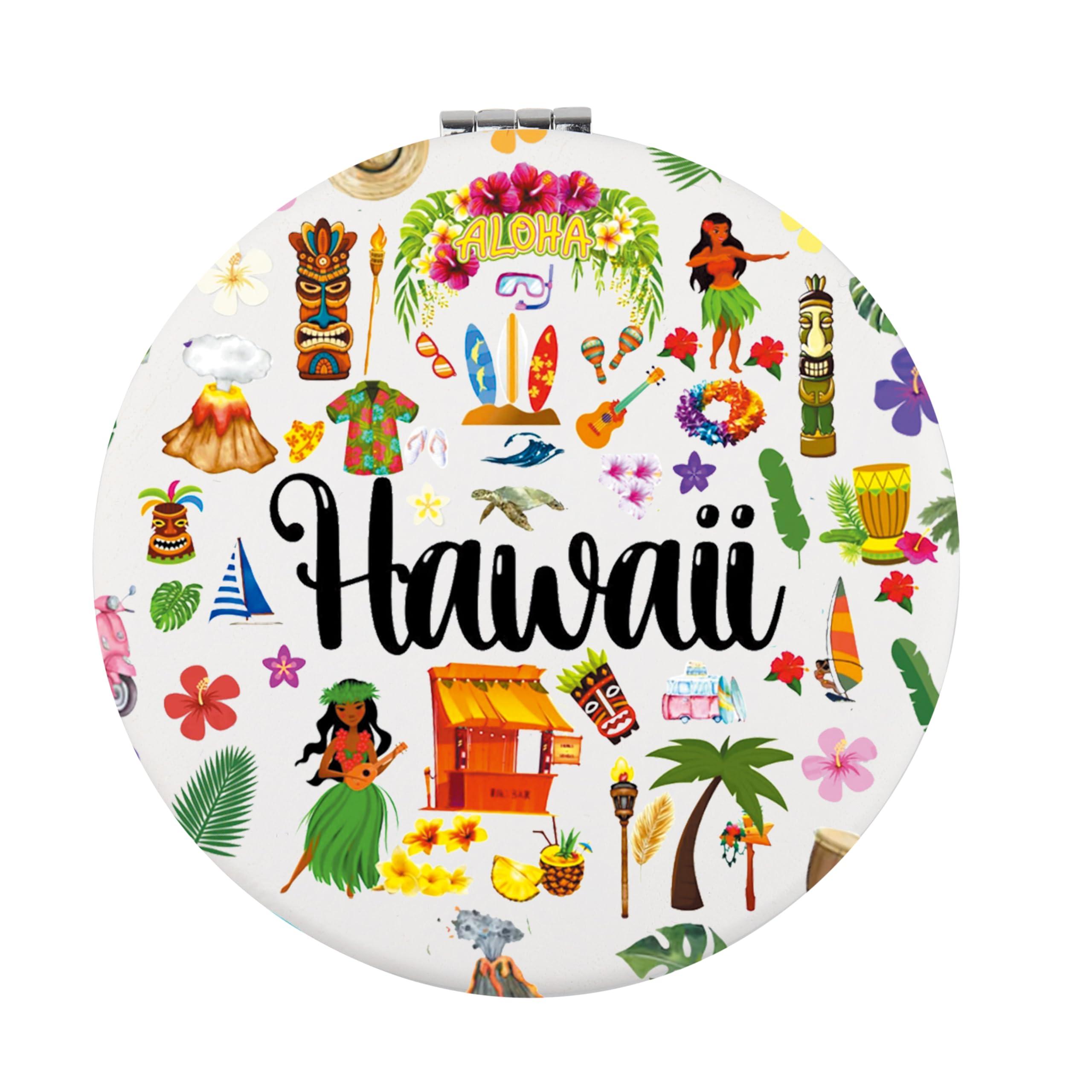 LQRI LQRI Hawaii Travel Compact Mirror Hawaii Lover Gift Hawaii Vacation Merchandise Hawaii Traveller Portable Makeup Mirror