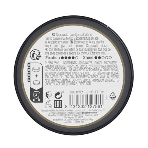 BY CAROBELS BEARDBURYS BY CAROBELS BEARDBURYS Barber Grade Spider Hair Styling Wax With Medium Hold & Natural Looking Finish, Hair Volume for Men, 3,5 Fl Oz, Unscented, 1 Ounce