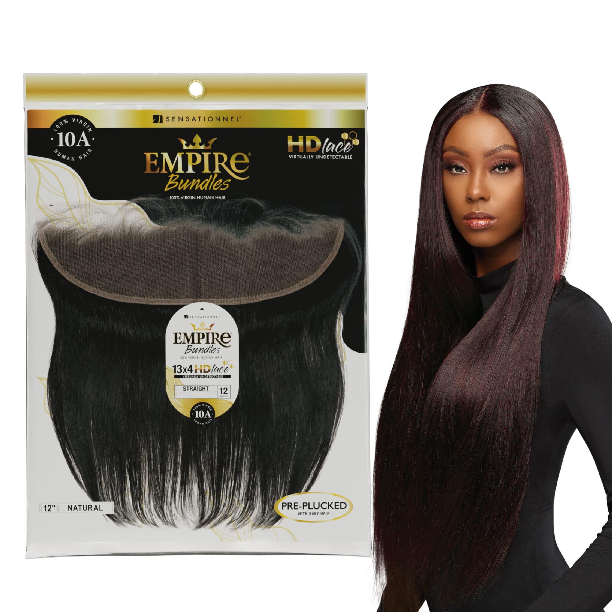 Sensationnel Sensationnel Empire bundle 13x4 closure - HD lace bundle weave hair large free parting lace frontal closure unprocessed human hair weave straight - 12 inch (NATURAL/BLACK)