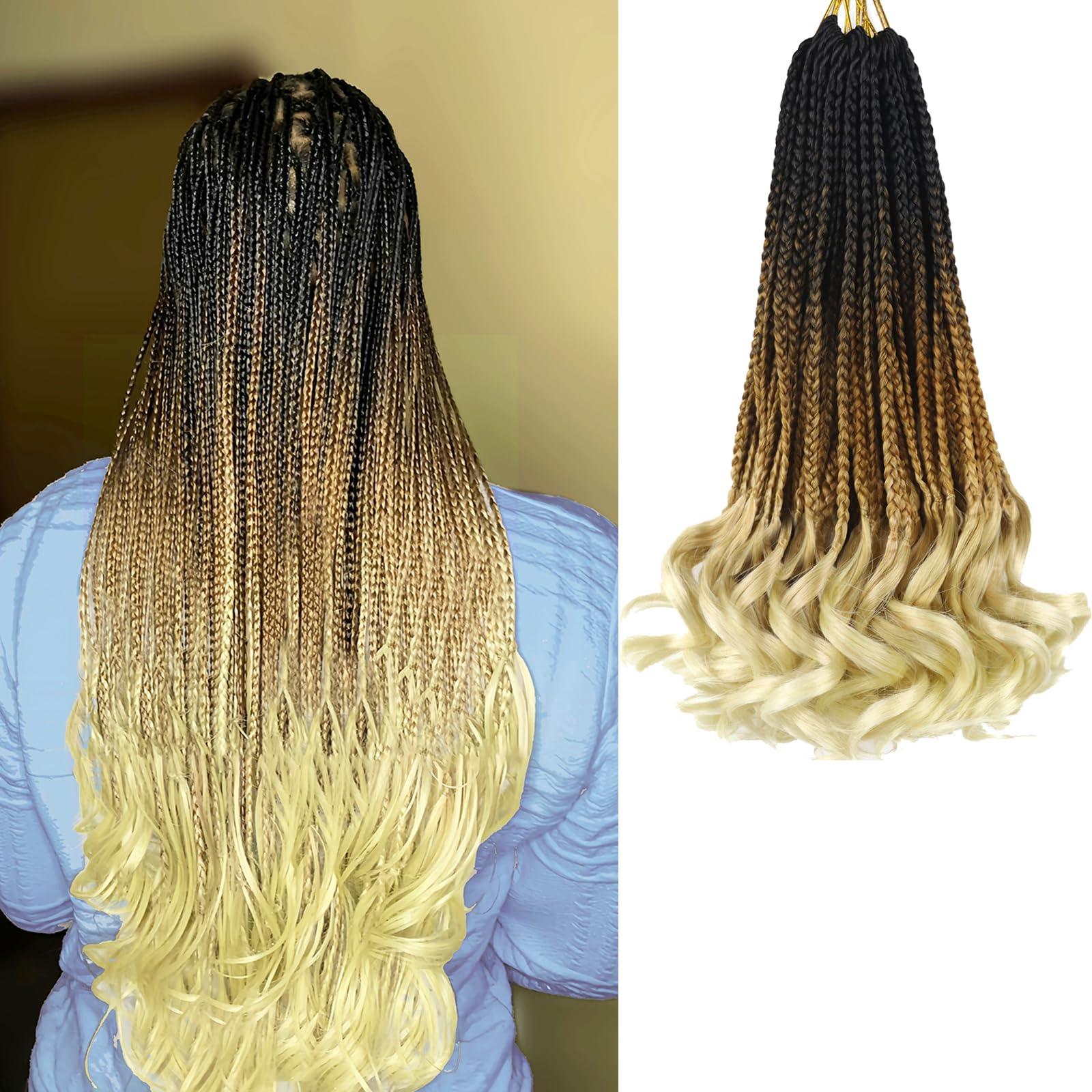 kaluli Crochet Hair for Women French Curl Braiding Hair 14 Inch Goddess Box Braids Crochet Hair Crochet Braids with Curly Ends Pre Looped Curly Crochet Hair Spiral Curls Hair Extensions(7 Packs,1B/27/613)