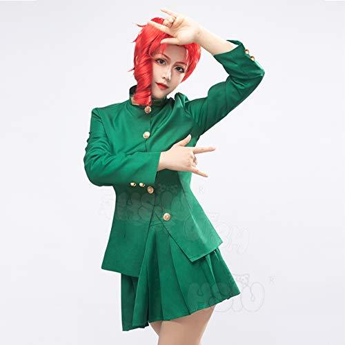 hsiu hsiu Anime JoJo's Bizarre Adventure Role wig Kakyoin Noriaki cosplay Wig Red curl high temperature fiber wig Cap (Men clothing-XL)