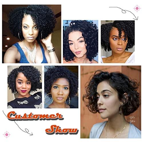 Blissource Short Kinky Curly Wigs Human Hair Wigs for Black Women
