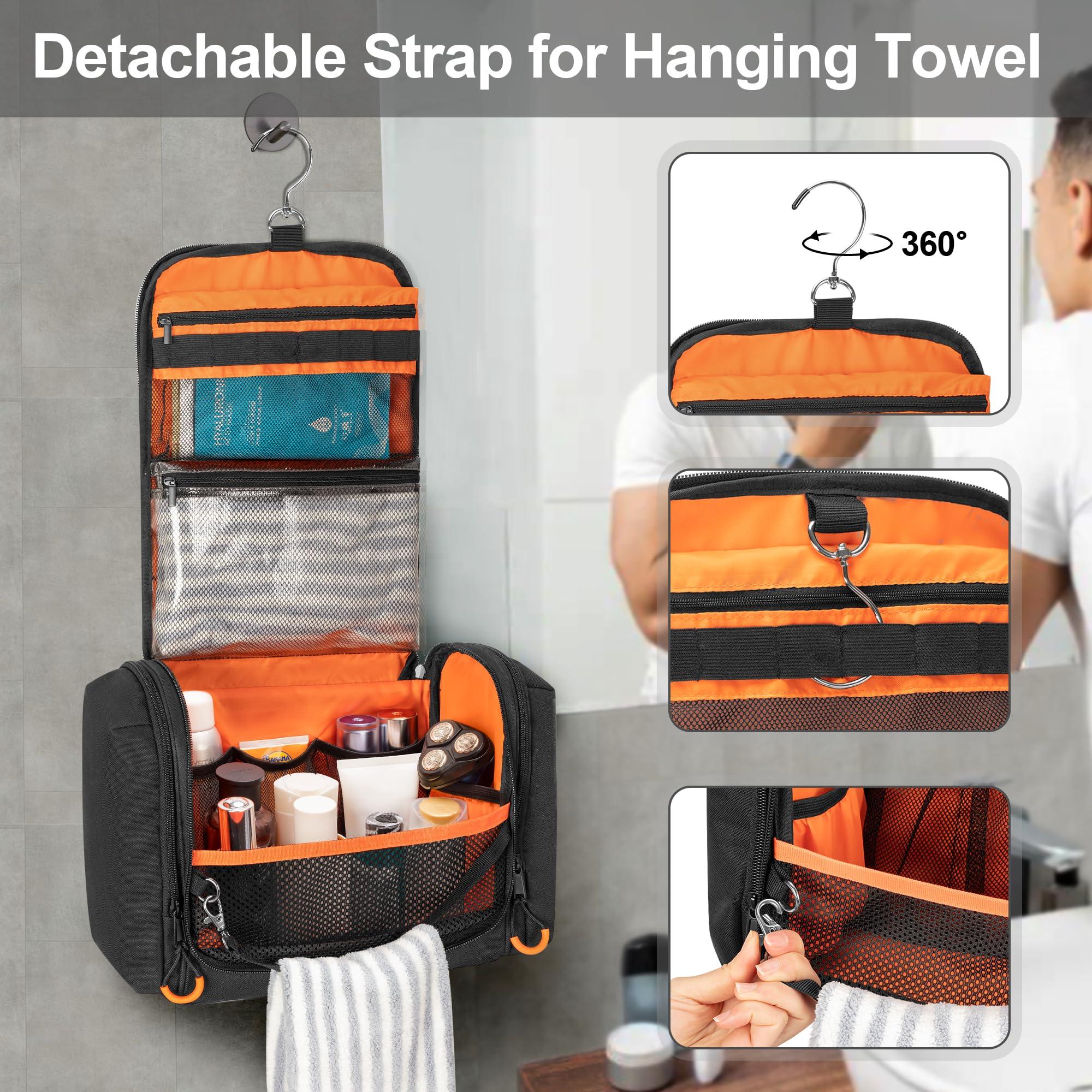 Prokva Prokva Tactical Toiletry Travel Bag for Men, Hanging Dopp Kit Hygiene Bag Shower Organizer with Hook for Toiletries and Shaving Care, Black (Empty Bag)