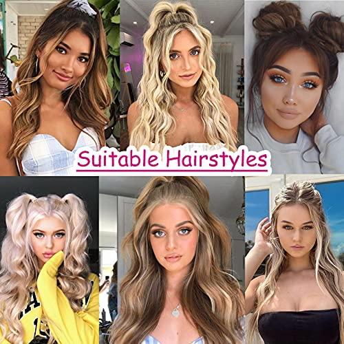 REECHO REECHO Long Side Air Bangs, Wavy Curly Clip in Curtain Bangs Front Side Bangs Face-Framing Highlights for Women Daily Use 2 PCS Set Long Temples-Black Brown