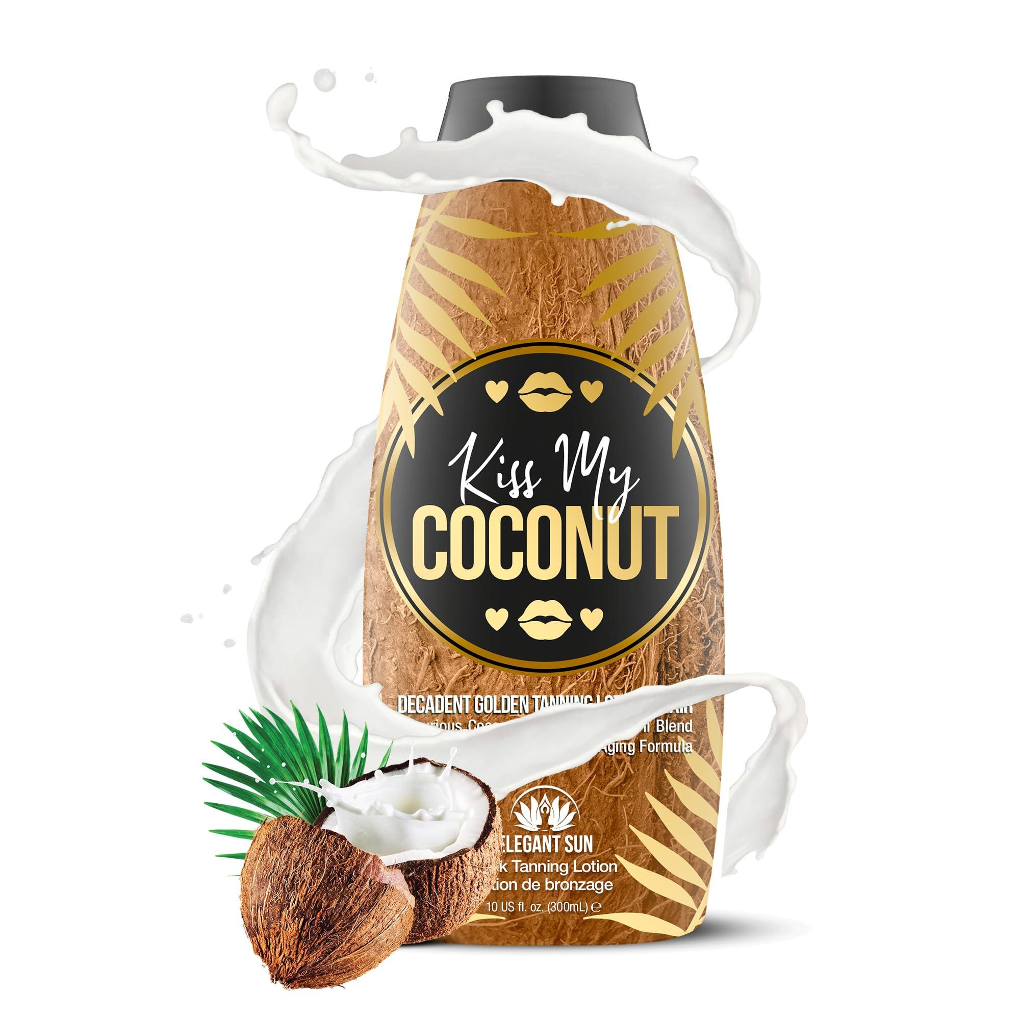 Elegant Sun Kiss My Coconut - Tanning Bed Lotion, Skin Softening Golden Tan Intensifier with Coconut Milk & Cocoa Butter, No Bronzer, Unisex Hydrating Indoor/Outdoor Accelerator by Elegant Sun