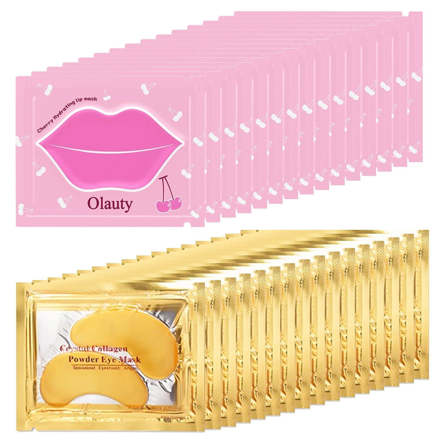 Miniling Miniling 30 Pairs Lip Masks & 24K Gold Eye Masks, Crystal Collagen Under Eye Patches for Puffy Eyes, Undereye Bags, Wrinkles, Eye Masks for Dark Circles and Puffines, Skincare Gifts for Women
