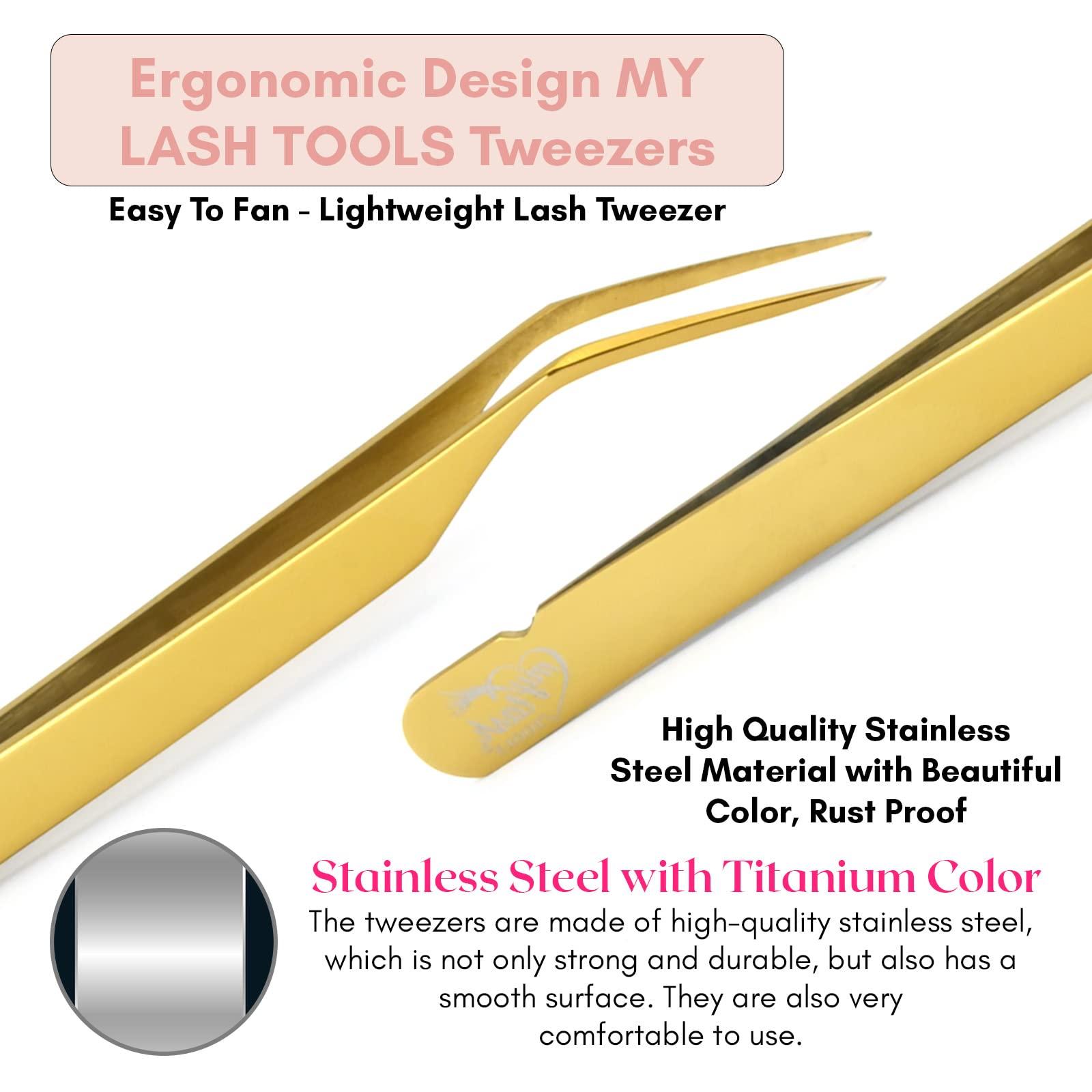 Cross Edge Corporation My Lash Tools New Isolation Lash Tweezers For Eyelash Extensions Best for Individual Isolation & Classic Lashes Japanese Stainless Steel Lightweight Precision Lashing Twisers (Gold)