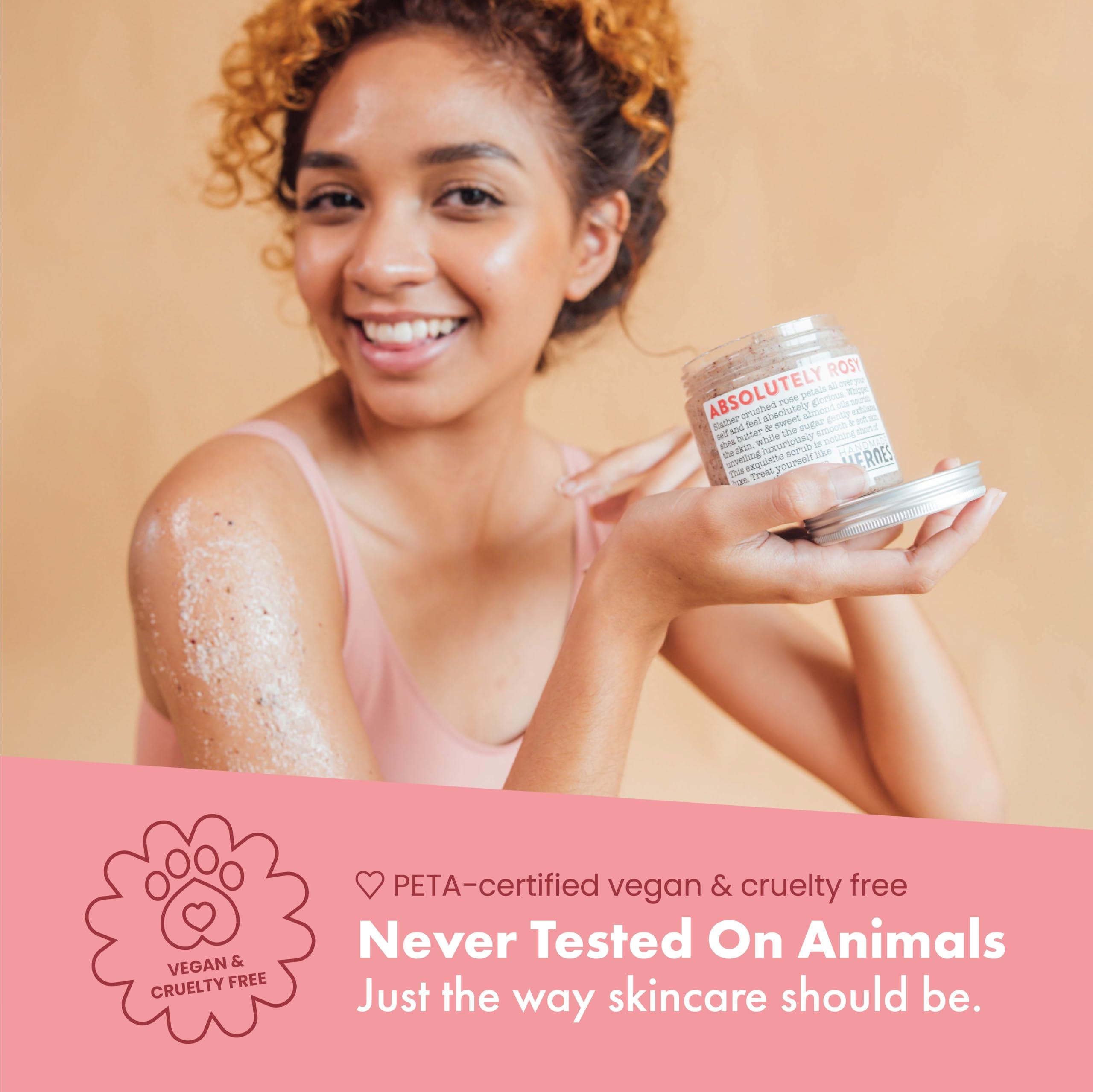 Handmade Heroes Coffee Scrub and Rose Petal Foot & Body Exfoliator Bundle - 100% Natural Sugar Body Scrub for Toning Cellulite Skin Care by Handmade Heroes