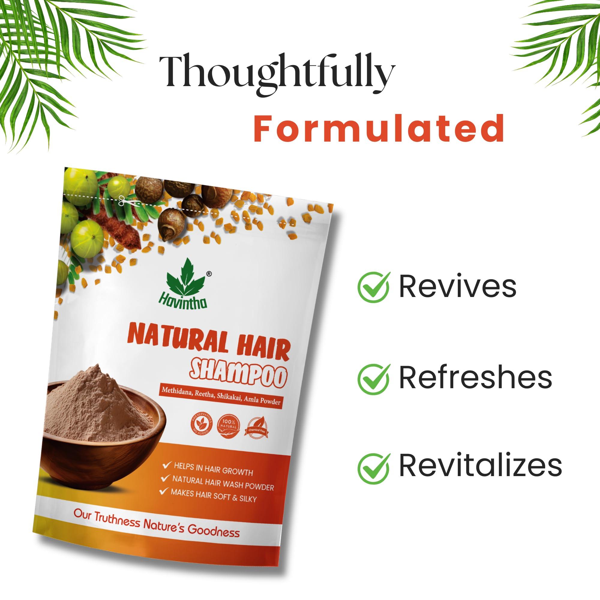 Havintha Havintha Natural Hair Shampoo with Amla, Reetha, Shikakai and Methi dana Powder for hair wash - 8 ounce | 0.5 pound | 227 grams (Pack of 1)