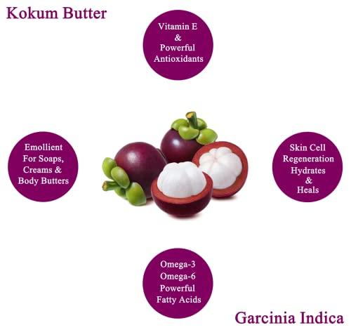 Plant Guru Raw Kokum Butter 8 oz. 100% Pure Natural Cold Pressed (HDPE Food Grade Jar) - Great for Skin, Body and Hair Moisturizer, DIY Creams, Balms, Lotions and Soap Making.