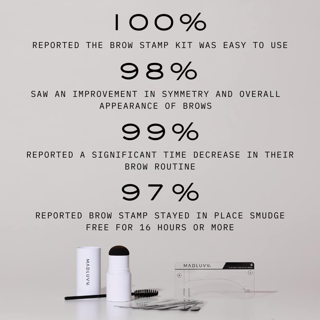 MADLUVV MADLUVV Eyebrow Stencil Kit - Easy-to-Use, Natural Look, 6 Popular Shapes, Used by Professionals - Includes Stamp, Stencils, Spoolie, and Travel Bag (Brunette)