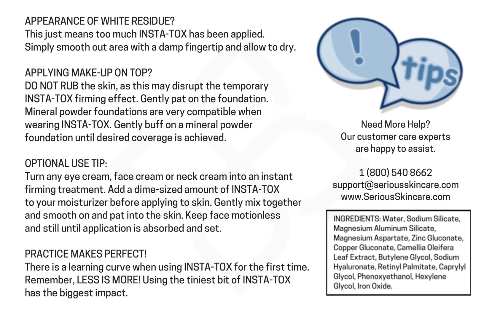 Serious Skincare Serious Skincare INSTA-TOX Instant Wrinkle Smoothing Serum - Improves appearance of Fine Lines & Wrinkles - Temporary Skin Tightener - Instant Line Filler - Two .75 Fl Oz Tubes (2Pack)
