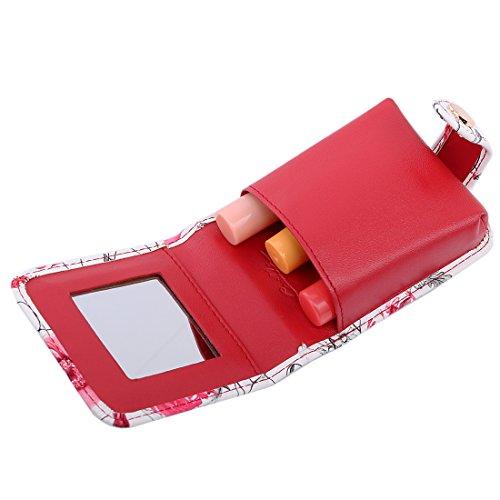 kilofly kilofly Genuine Leather Double Lipstick Case Cosmetic Makeup Holder + Gift Box