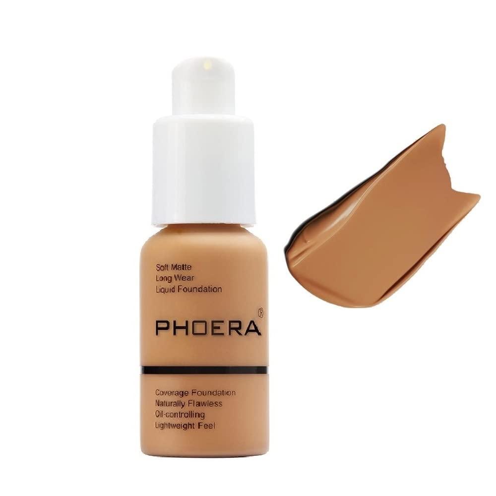 Yaper PHOERA Flawless Matte Liquid Foundation, Long Wear Oil Control Full Coverage Face Makeup Soft Liquid Foundation .(106#Warm Sun)
