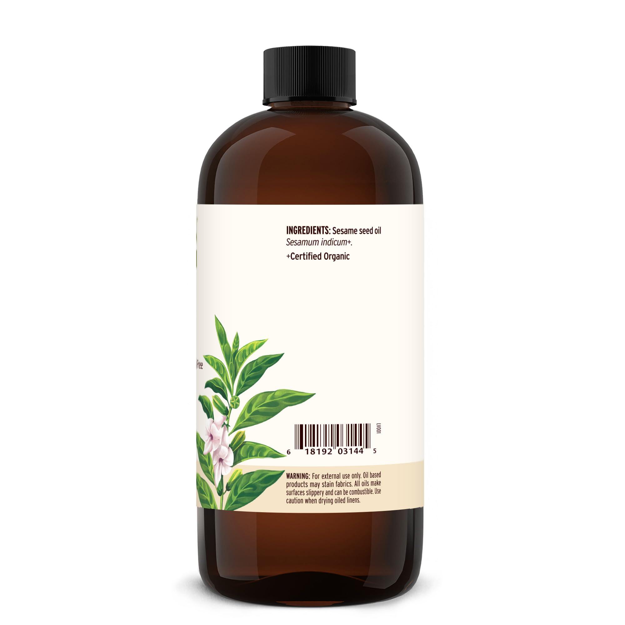 Banyan Botanicals Banyan Botanicals Sesame Oil  Organic & Unrefined Ayurvedic Oil for Skin, Hair, Oil Pulling & More  Multiple Sizes  16oz.  Non GMO Sustainably Sourced Vegan