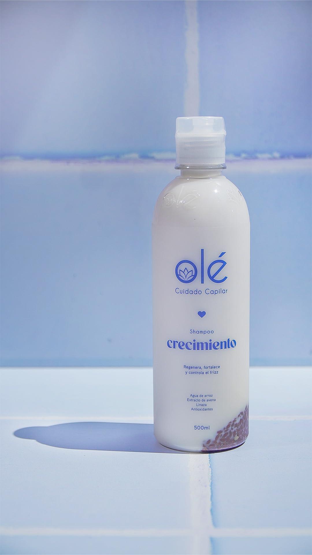 OL OL Shampoo Rice & Linseed | Shampoo Arroz & Linaza | for Stronger, Thicker and Longer Hair - Soft and Shine, Growth Shampoo | Vitamine E, Water Rice, Linseed, Oats.