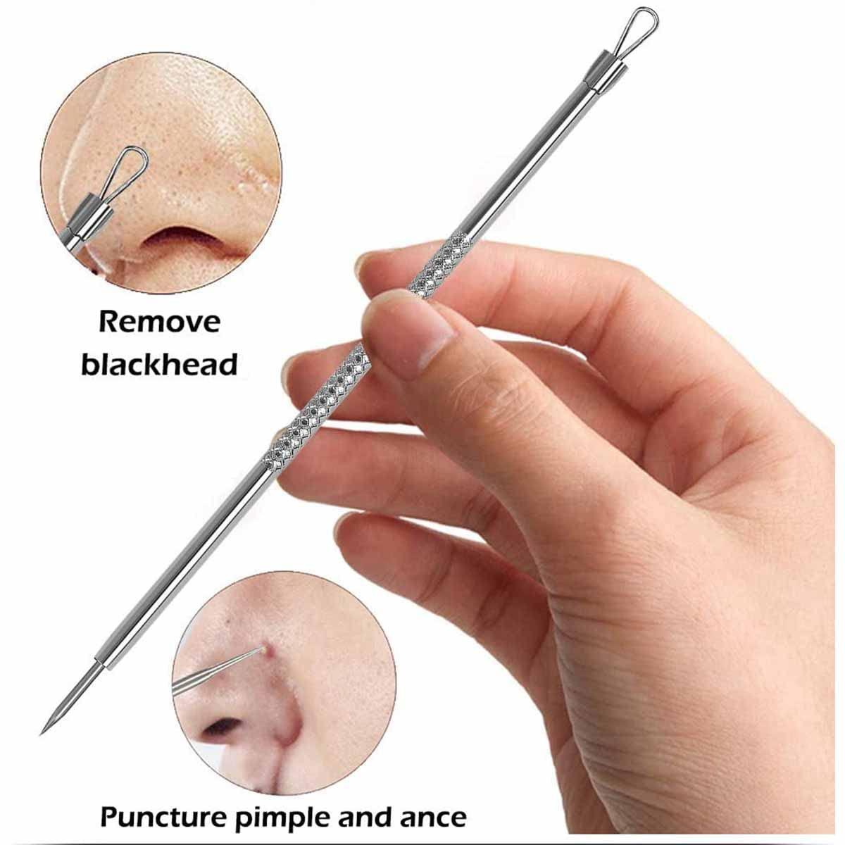 Eztronics Corp Blackhead Remover Pimple Popper Tool Kit - (9 Piece Kit) - Professional Stainless Pimples Comedone Extractor Removal Tool