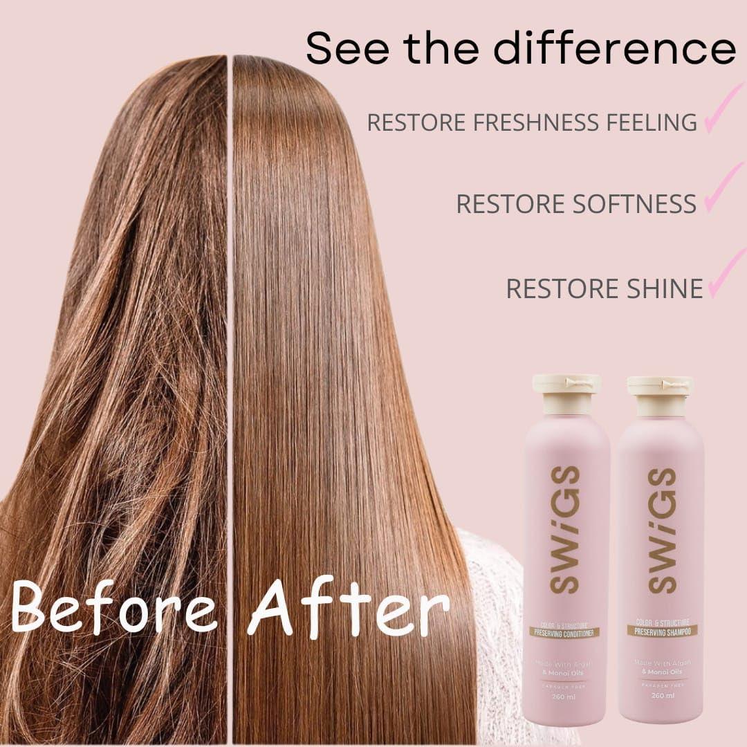 swigs SWIGS Human & Synthetic Wig Shampoo & Conditioner set| Detangle Wig |Color-Safe| Promotes Body & Volume | Promote Silkiness & Shine | 2 Pack, 8 oz