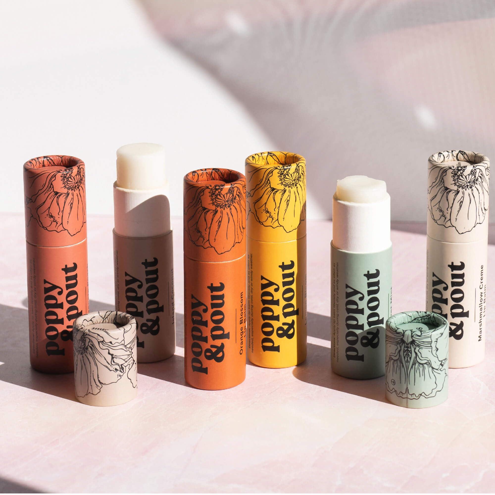 Poppy & Pout Poppy & Pout Orange Bloom Jumbo Lip Balm | All Natural Lip Balms & Moisturizers | Hydrates with Beeswax, Vitamin E, Organic Coconut Oil | Cruelty-Free | Lip Balm in Recyclable Cardboard Tube